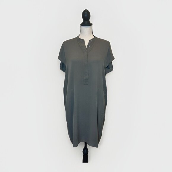Vince Dresses & Skirts - Vince Dress Women’s Medium Silk Olive Green Gray Tunic Shirt Dress